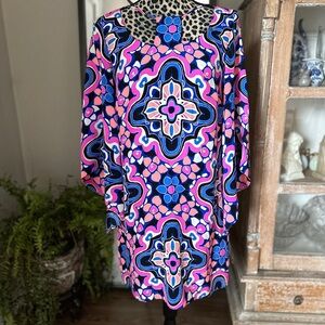 Alice & Trixie Pink and Blue 100% Silk Geometric Long Sleeve Pucci Style Print
